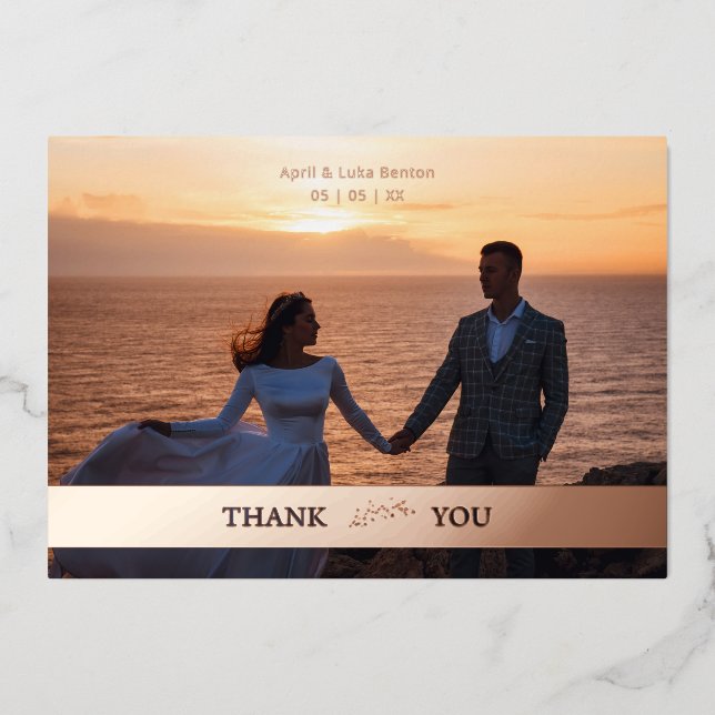 Botanische Hochzeit Real Rose Goldener Schnitt Folieneinladung (Vorderseite)