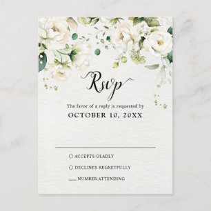 Botanische Hochzeit RSVP-Rose für Weißweincreme Postkarte