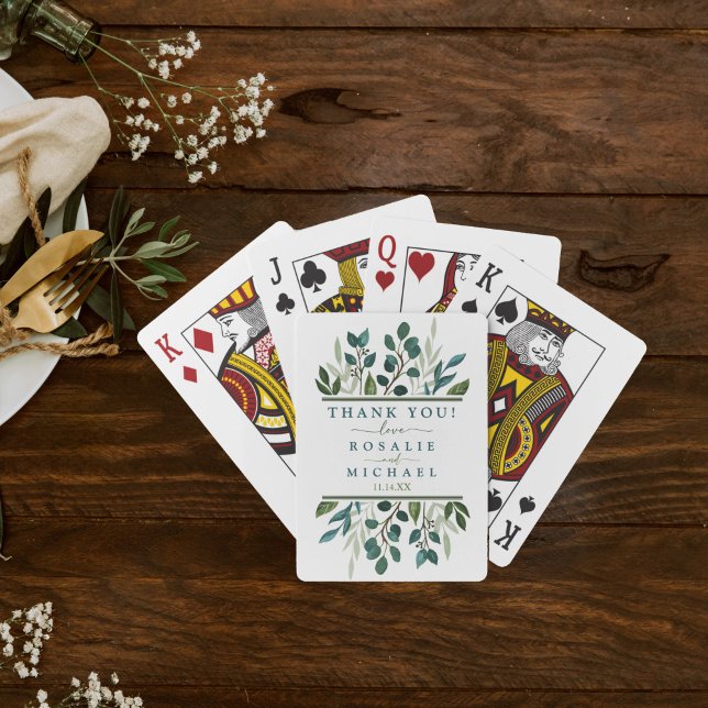 Botanische Hochzeit Spielkarten (Botanical Greenery Custom Wedding Playing Card Deck)