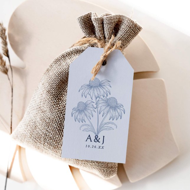 Botanische Hochzeit von Dusty Blue Coneflower Geschenkanhänger (Von Creator hochgeladen)