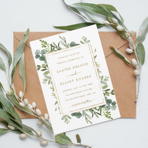 Botanische Hochzeit von Goldgrün Einladung