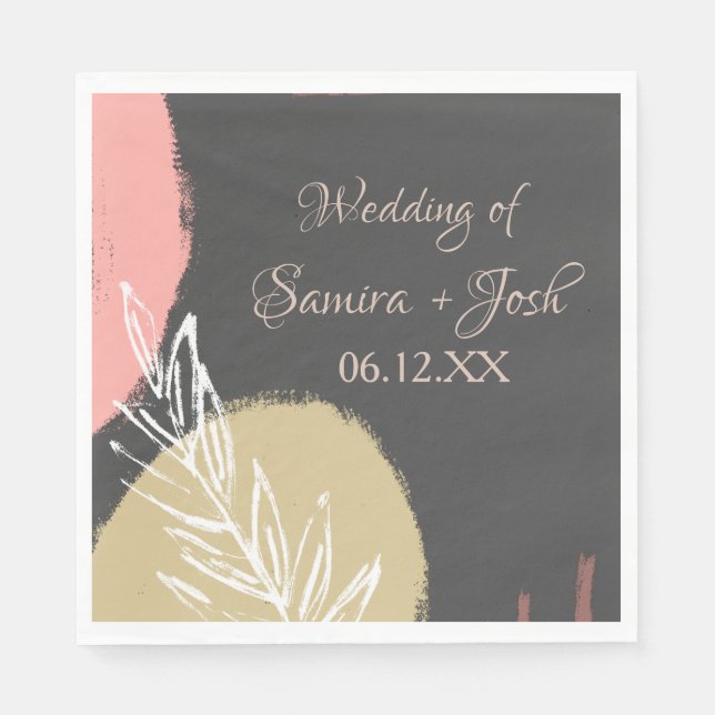 Botanische Hochzeit von Hand Abstrakt Earth Tone Serviette (Vorderseite)