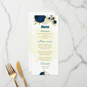 Botanische Hochzeit von Marinesoldaten und weißen Menükarte