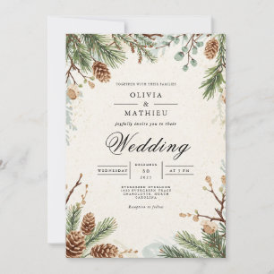 Botanische Hochzeit von mattiert Pinecone Einladung
