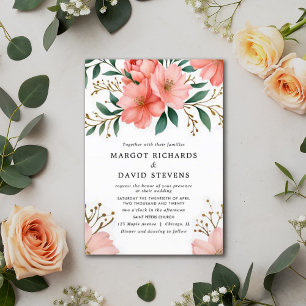 Botanische Hochzeit von Peach Coral Floral Spring Einladung