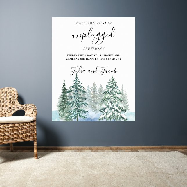 Botanische Hochzeit von Pine Trees Lantern Poster (Winter Rustic Pine Trees Lantern Botanical Wedding Party Supplies)