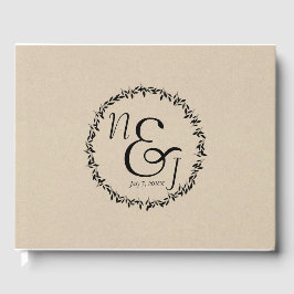 Botanische Hochzeit von schwarzem Leaf mit moderne Gästebuch