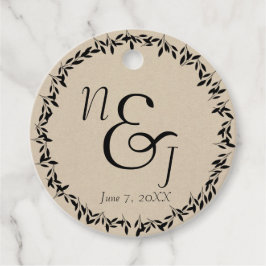 Botanische Hochzeit von schwarzem Leaf mit moderne Geschenkanhänger