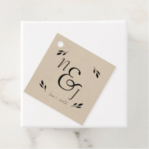 Botanische Hochzeit von schwarzem Leaf mit moderne Geschenkanhänger