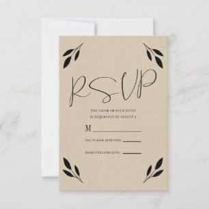 Botanische Hochzeit von schwarzem Leaf mit moderne RSVP Karte