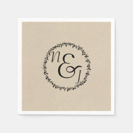 Botanische Hochzeit von schwarzem Leaf mit moderne Serviette