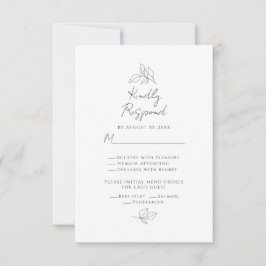 Botanische Hochzeiten Blätter Auswahl Schwarz/Weiß RSVP Karte
