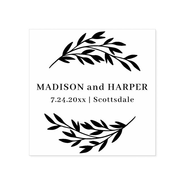 Botanische Hochzeiten und Datum Gummistempel (Prägung)