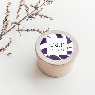 Botanische Hochzeitmonogramm Runder Aufkleber