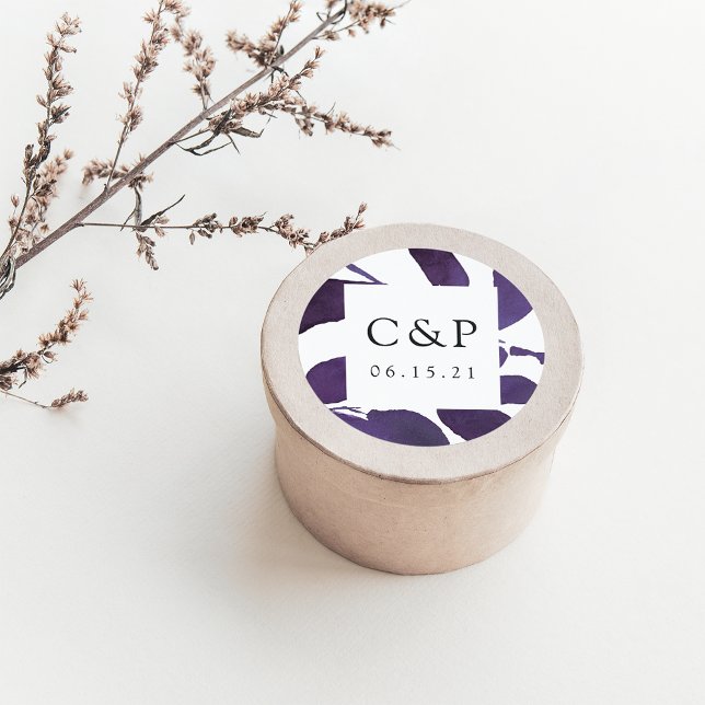 Botanische Hochzeitmonogramm Runder Aufkleber (Von Creator hochgeladen)