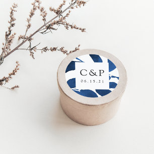 Botanische Hochzeitmonogramm Runder Aufkleber