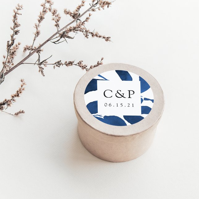 Botanische Hochzeitmonogramm Runder Aufkleber (Von Creator hochgeladen)