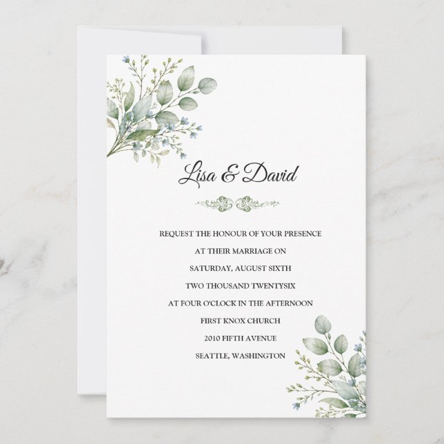 Botanische Hochzeitseinladung Einladung (Vorderseite)