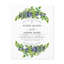 Botanische Hochzeitseinladung für Heidelbeeren