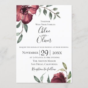 Botanische Hochzeitseinladung in Burgund Einladung