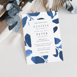 Botanische Hochzeitseinladung | Indigo Einladung<br><div class="desc">Elegante botanische Hochzeitseinladungen in Aquarellfarben vervollständigen Ihre Hochzeitsdetails in klassischer Schrift,  gerahmt von Aquarellfarben-Blätter in Indigotönen und Kobaltblau.</div>