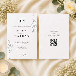 Botanische Hochzeitseinladung mit Monogramm & QR Einladung