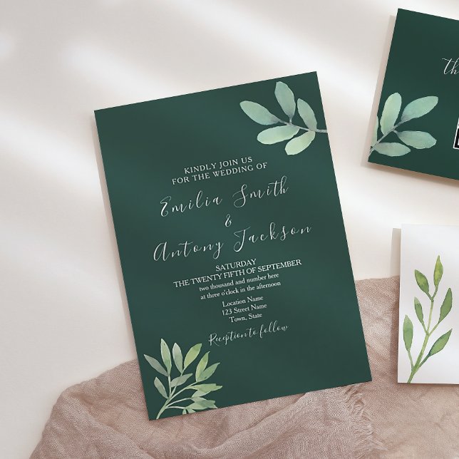 Botanische Hochzeitseinladung mit Smaragdgrün Einladung (Von Creator hochgeladen)