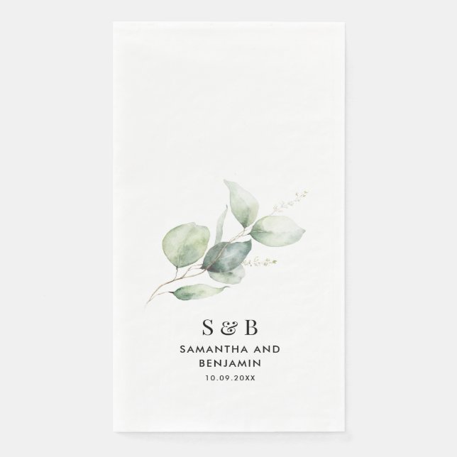 Botanische Hochzeitsempfehlung für Eukalyptus Mono Serviette (Vorderseite)
