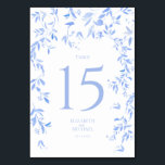 Botanische Hochzeitsempfehlung für Französisch-Bla Tischnummer<br><div class="desc">Machen Sie Ihren Hochzeitsempfang unvergesslich mit der Botanischen Hochzeitsempfehlung der französischen Blauen Flora! Diese wunderschöne Tischnummer besticht durch ein zartes französisch-blaues, florales, botanisches Design, das perfekt dazu geeignet ist, Ihrem großen Tag eine romantische Touch hinzuzufügen. Die schöne blaue Farbe wird jedes Hochzeitsdekor verstärken und Ihre Tische sofort in etwas Besonderes...</div>