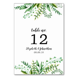 Botanische Hochzeitsempfehlung im eleganten Waterc Tischnummer
