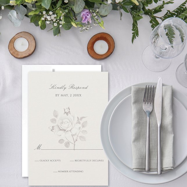 Botanische Hochzeitskarte für moderne Rose RSVP Karte (Von Creator hochgeladen)