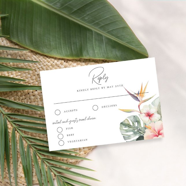 Botanische Hochzeitskarte Tropical Boho RSVP Karte (Von Creator hochgeladen)