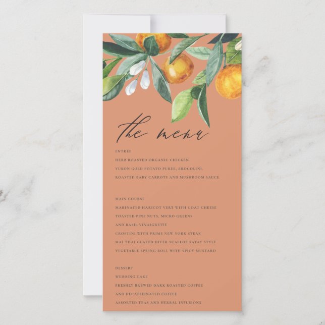 Botanische Hochzeitskarte von Rust Citrus Orange Dankeskarte (Vorderseite)