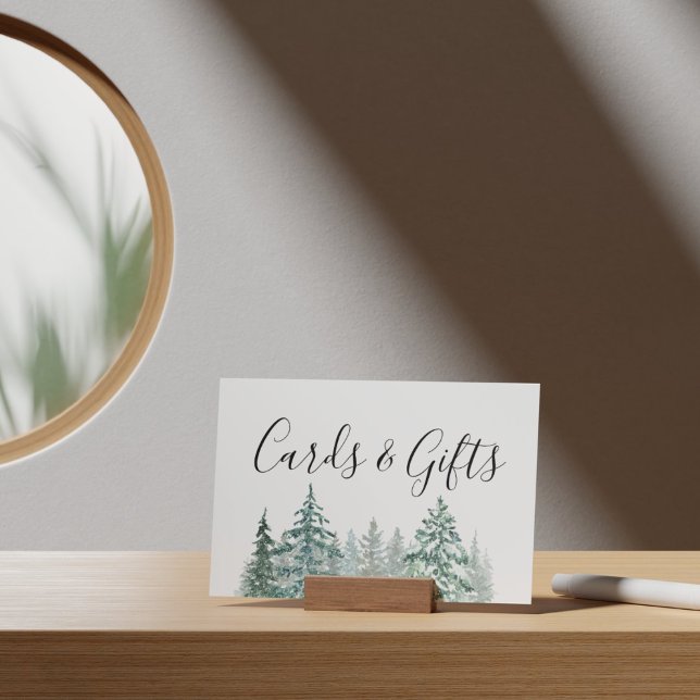 Botanische Hochzeitskarten und Geschenke der Baumr Poster (Winter Rustic Pine Trees Lantern Botanical Wedding Party Supplies)