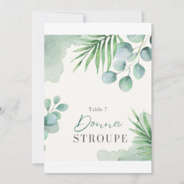 Botanische Hochzeitsplatzkarte – Elegantes Grün Wa