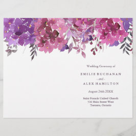 Botanische Hochzeitsprogramme für Wasserfarben