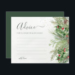 Botanische Hochzeitsratenkarte Winter Greenery<br><div class="desc">Erstelle einen sinnvollen und personalisierten Sake mit diesen schönen Ratenkarten. Diese Karten mit einem charmanten Winterwunder-Design mit Kiefernästen und Beeren bieten den Gästen die Möglichkeit, ihre herzlichen Worte der Weisheit und Unterstützung zu teilen. Es ist eine nachdenkliche und sentimentale Art, den besonderen Tag des Paares zu feiern und eine wertvolle...</div>