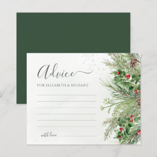 Botanische Hochzeitsratenkarte Winter Greenery