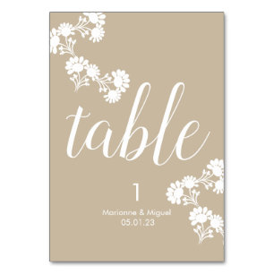 Botanische Hochzeitssitze Tischnummer