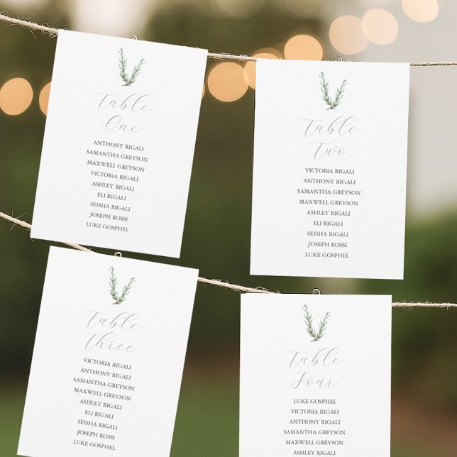 Botanische Hochzeitstabelle nach Tabelle Einladung (Wedding seating charts for micro wedding theme designed with watercolor botanicals)