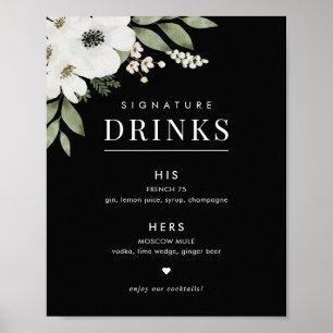 Botanische Hochzeitstiche - Zeichen für Blumengetr Poster