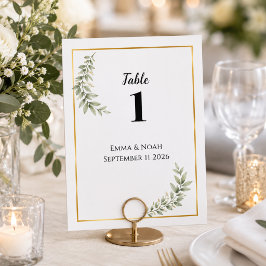 Botanische Hochzeitstisch-Nummernkarte Tischnummer