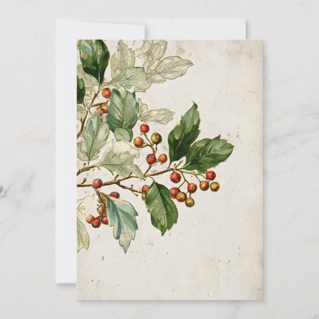 Botanische Holly-Leaf-Studie | Eleganter Saisonsta Einladung (Vorderseite)