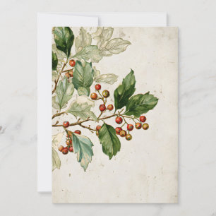 Botanische Holly-Leaf-Studie Eleganter Saisonsta Einladung