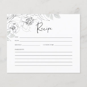 Botanische Illustration Brautparty Rezept-Karte