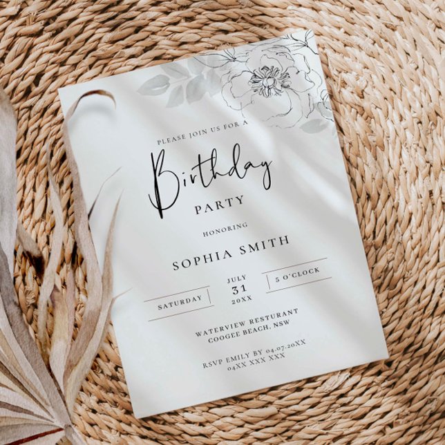 Botanische Illustration Geburtstagsparty Einladung (Von Creator hochgeladen)