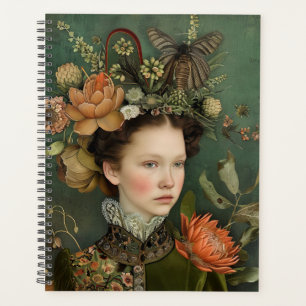 Botanische Illustration Lady and Blume Planer