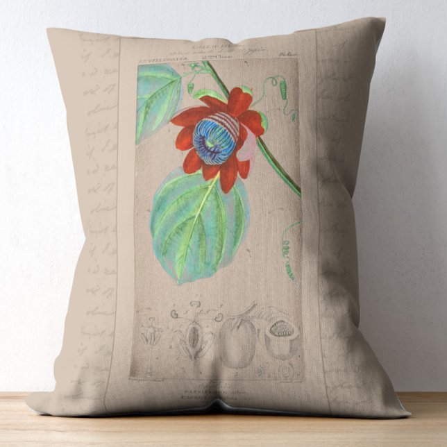 Botanische Illustration Passionblume Dekokissen (Von Creator hochgeladen)