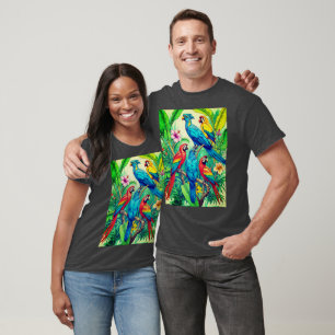 Botanische Illustration von tropischen Vögeln T-Shirt
