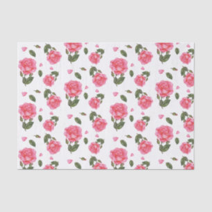 Botanische Illustration: Wasserfarbe Rosa Seidenpapier